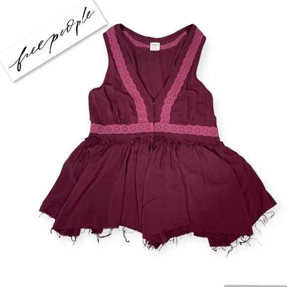 Intimately Free People Babydoll Peplum Eyelet Blouse Tunic Top Boho Hippie S - Picture 4 of 16